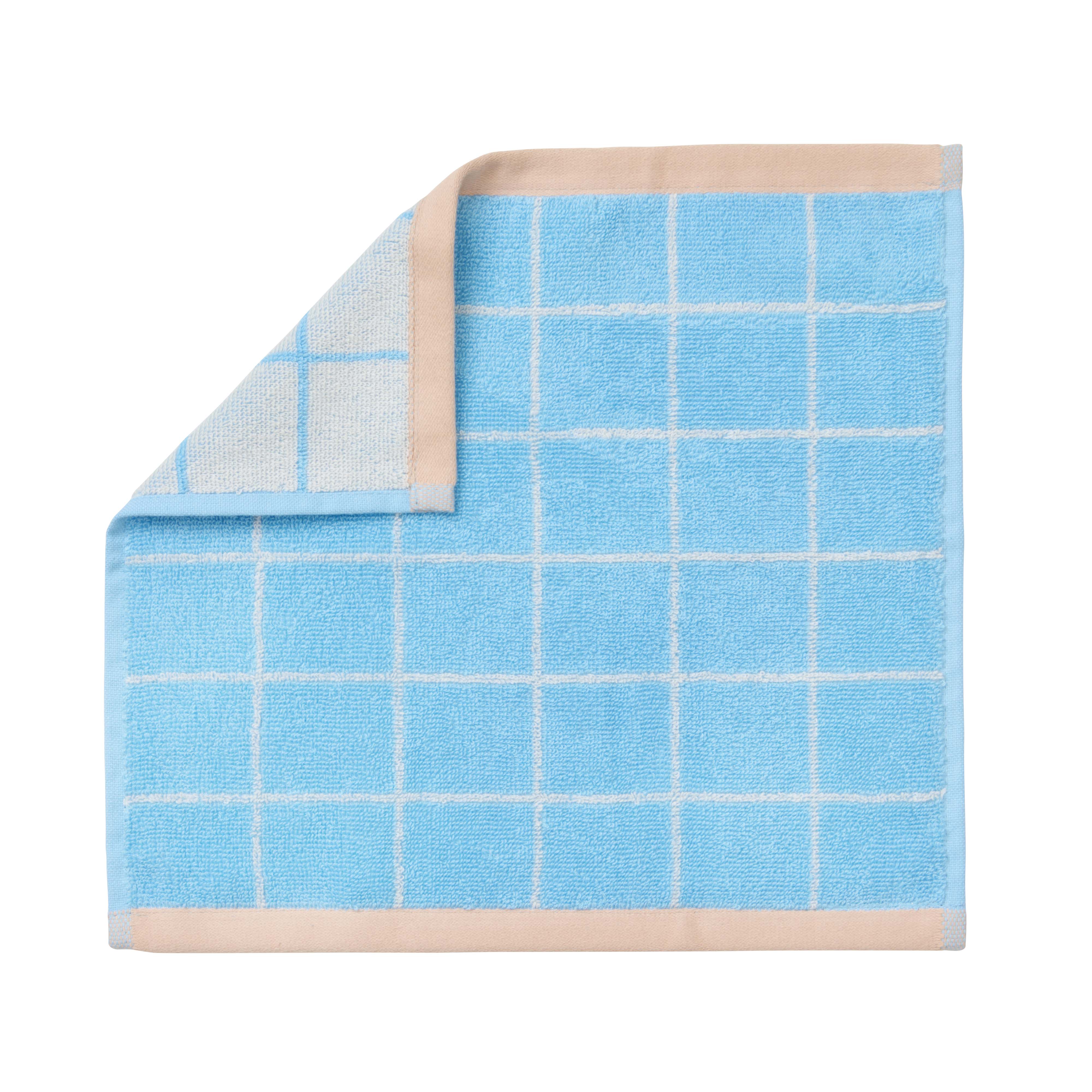 Checked håndklæde - blå/ivory/peach